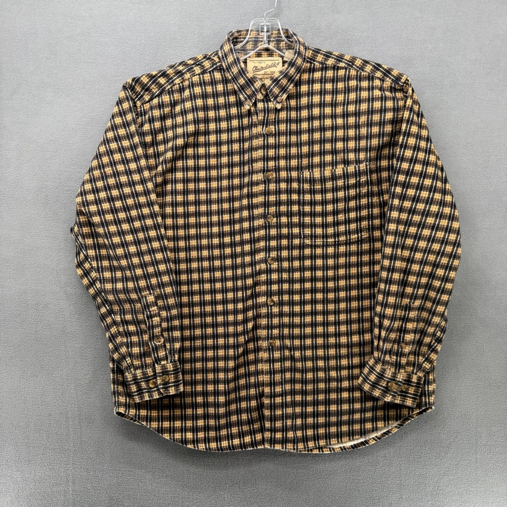 Chesterfield Mens Plaid Flannel Long Sleeve Button Up Shirt XL 17 17.5 Cotton